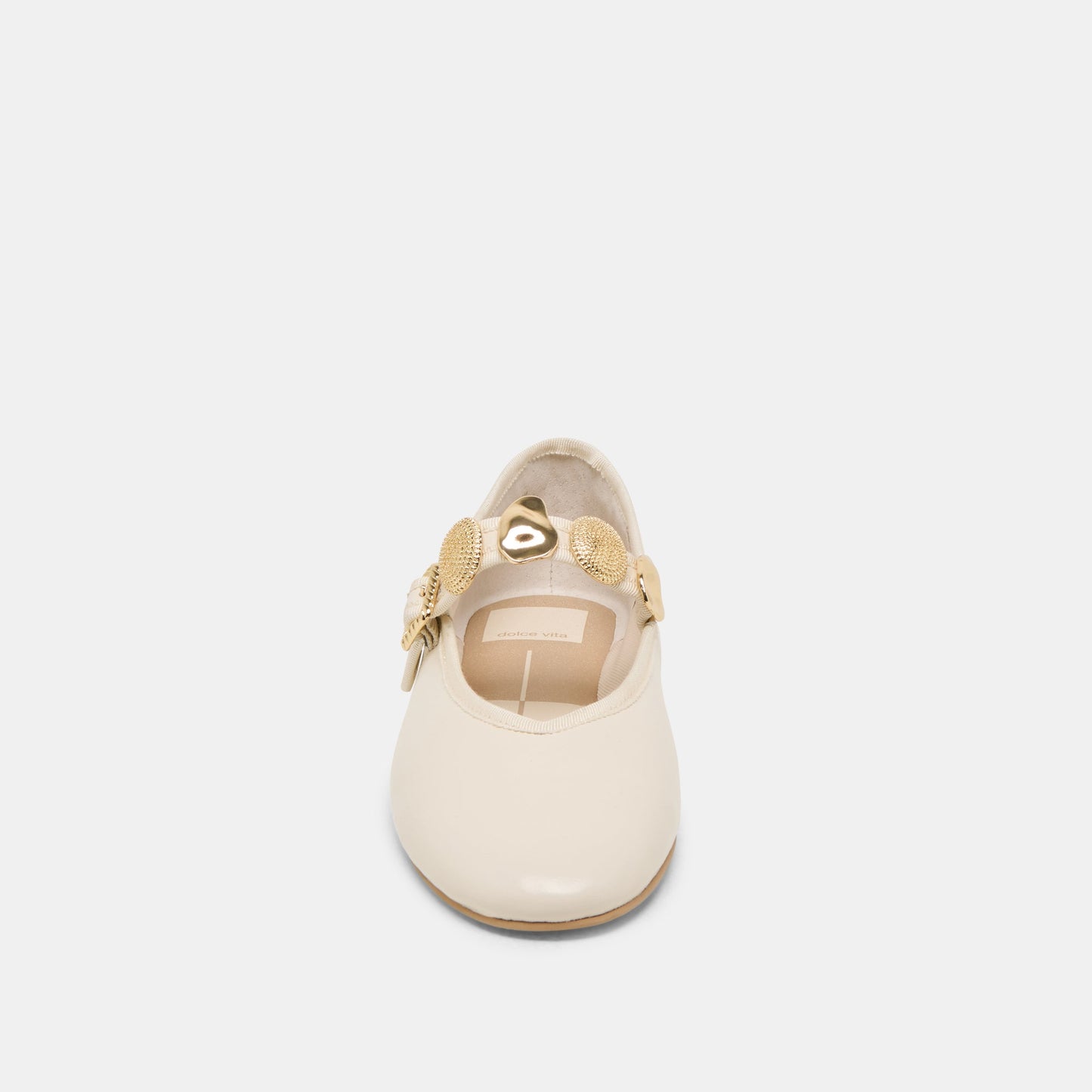 Dolce Vita Relan Wide Off White Leather Ballet Flats