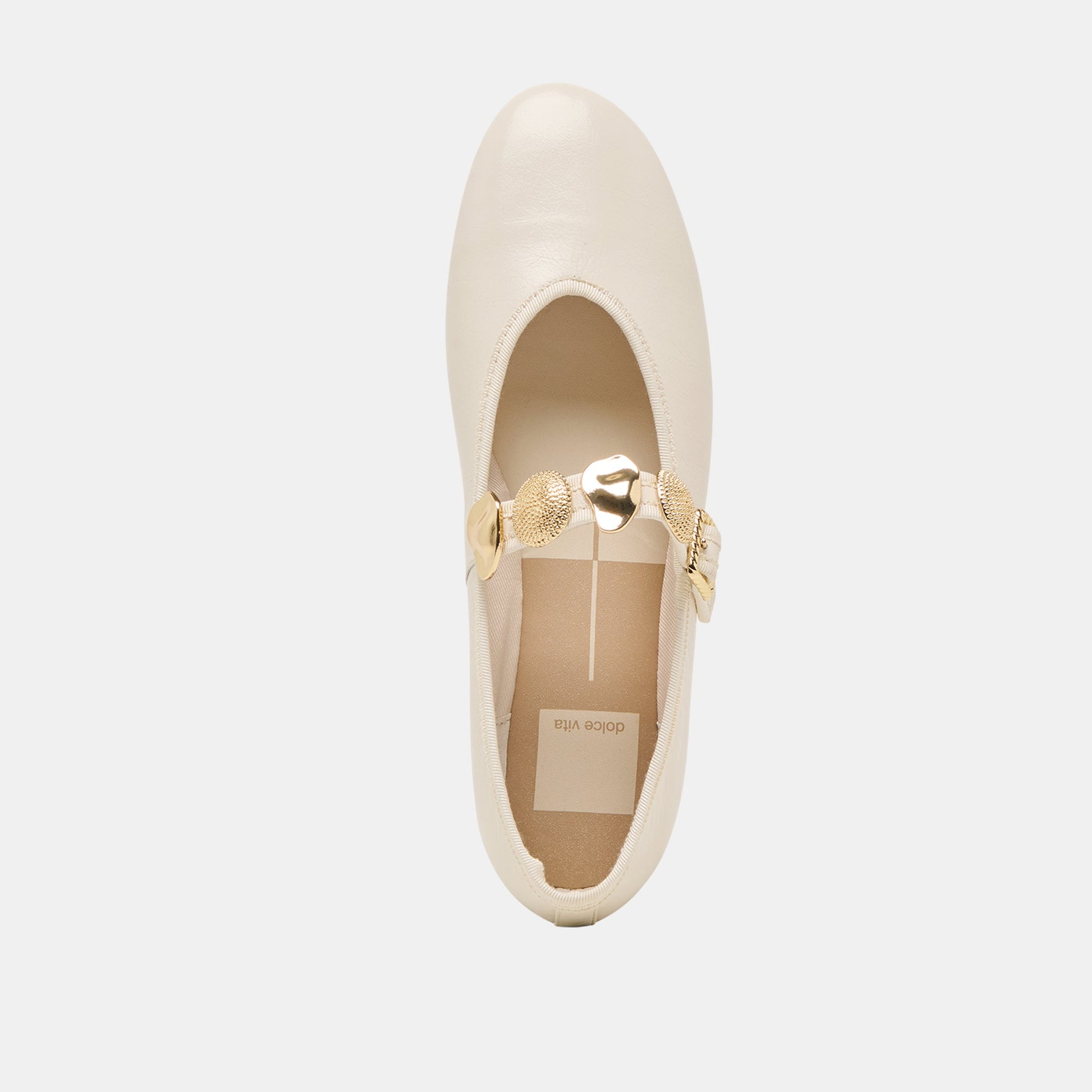 Dolce Vita Relan Wide Off White Leather Ballet Flats