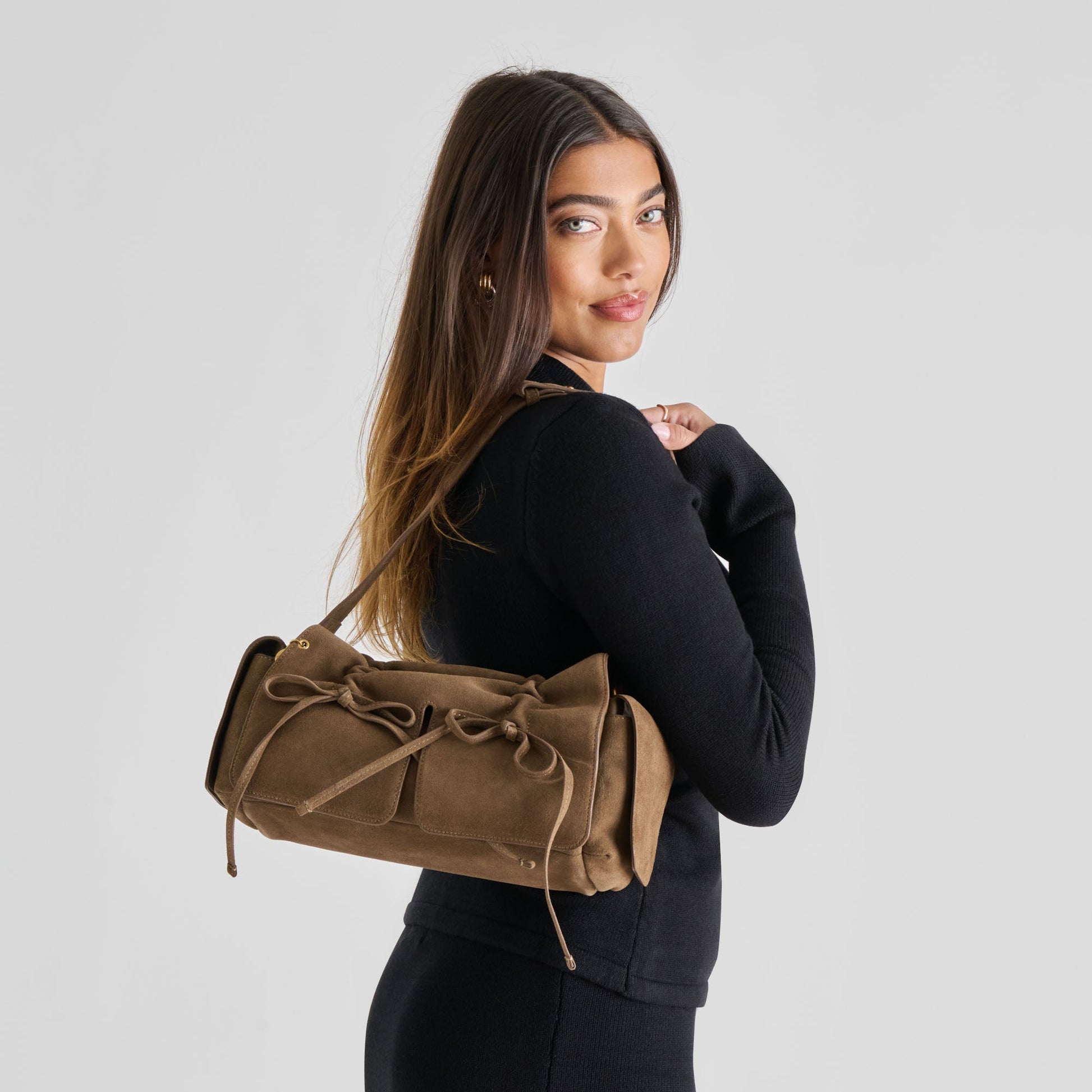 Dolce Vita Hudson Olive Suede Shoulder Bag