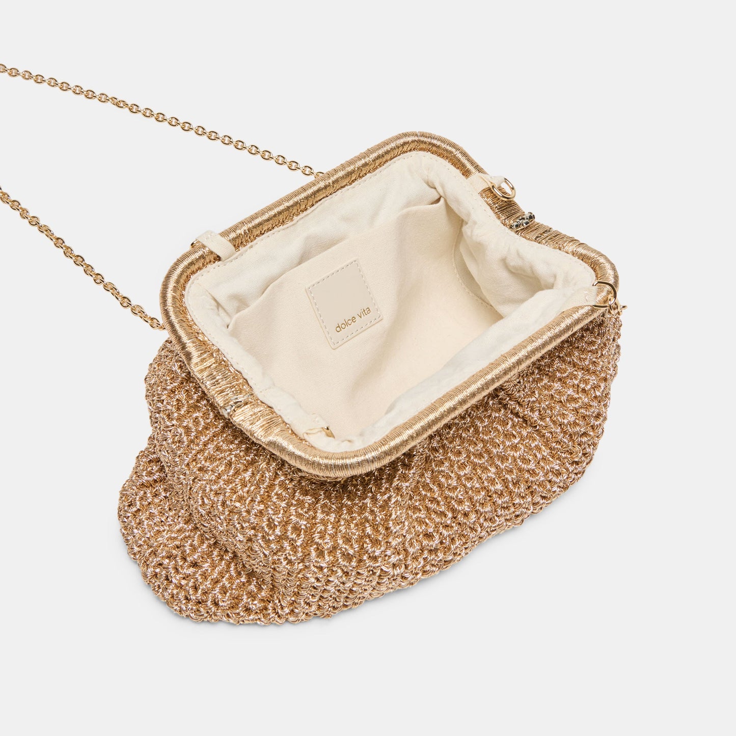 Dolce Vita Ione Gold Crochet Clutch