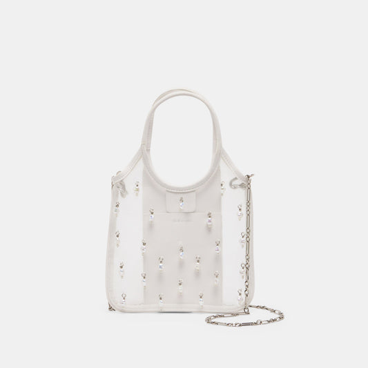 Dolce Vita SYLVENE PEARL White Mesh Removable Crossbody Handbag