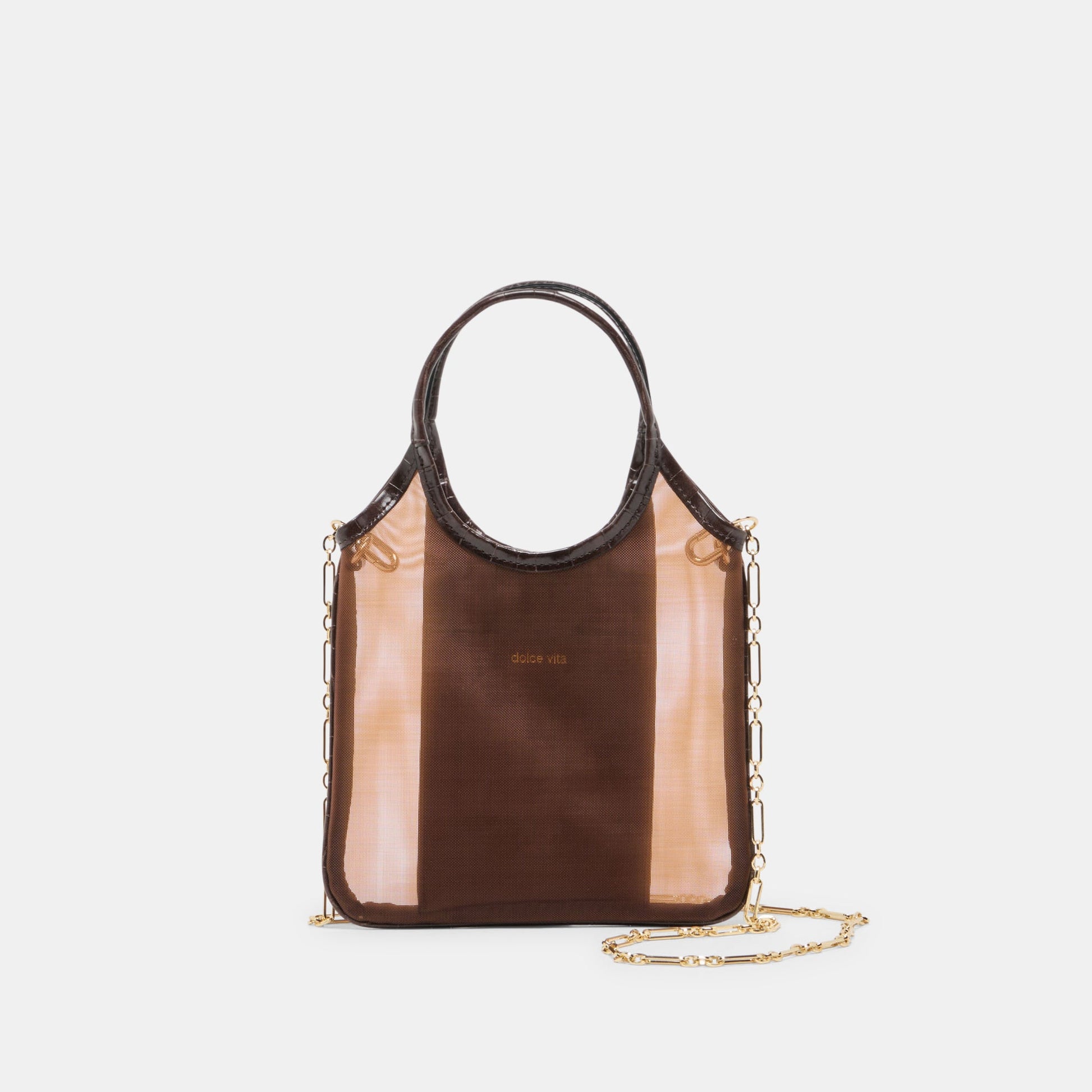 Dolce Vita SYLVENE Chocolate Mesh Removable Crossbody Handbag