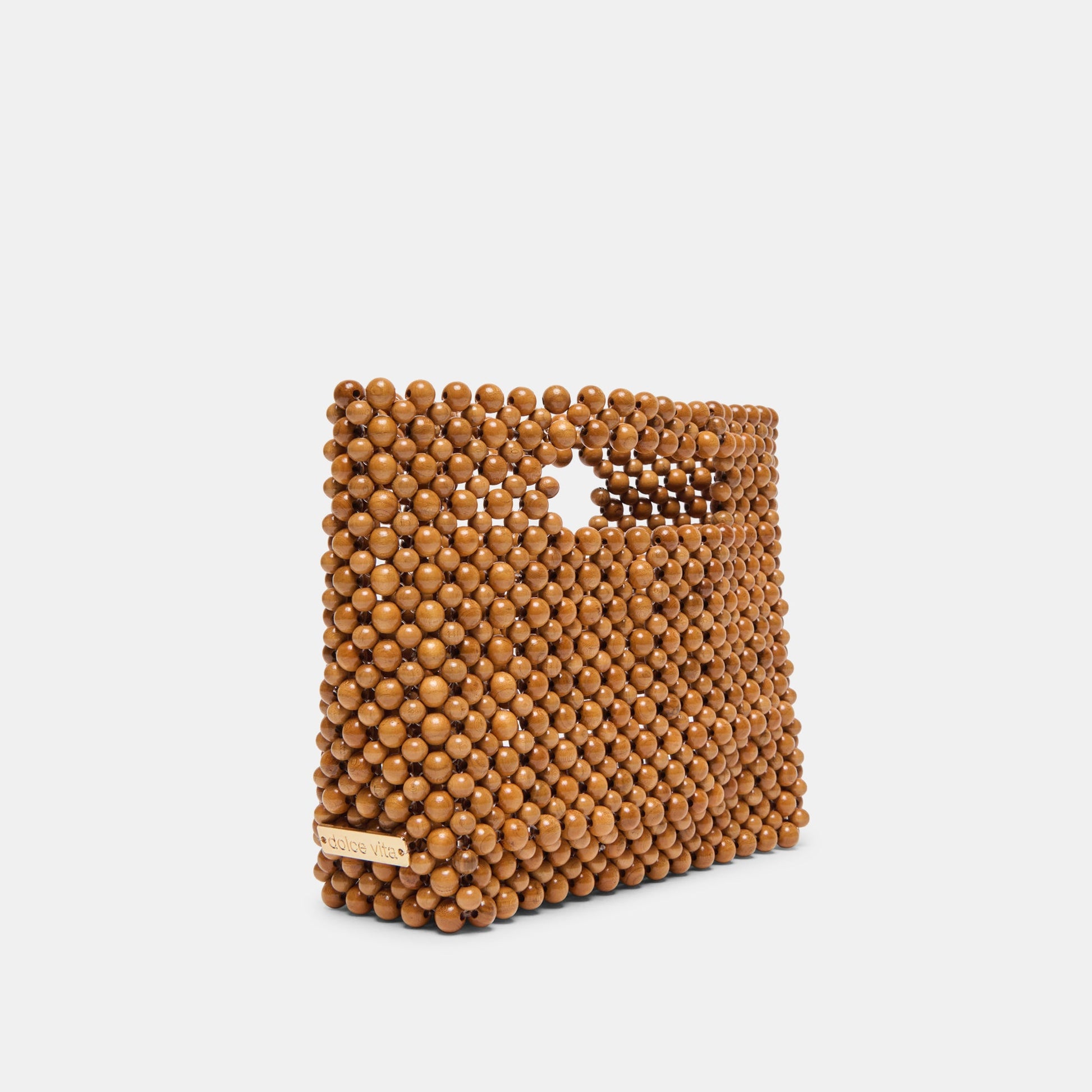 Dolce Vita LINZY Natural Wood Top-Handle Handbag with Crossbody Strap