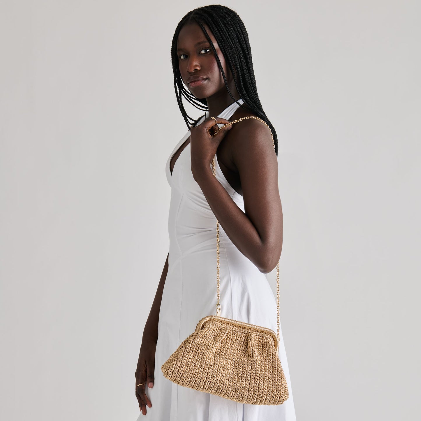 Dolce Vita Ione Gold Crochet Clutch