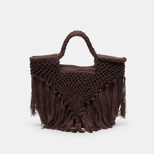 Dolce Vita Birch Chocolate Crochet Handbag
