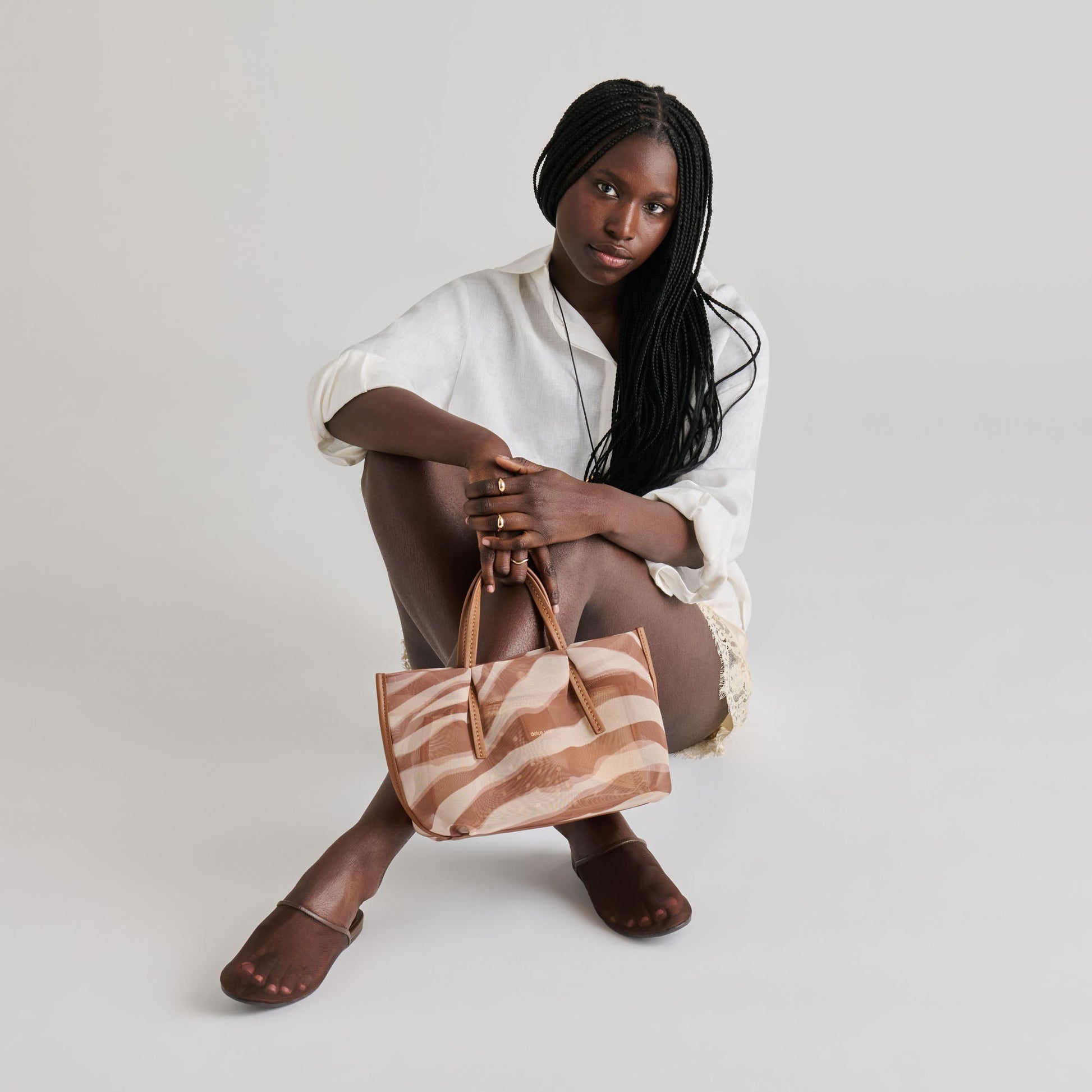 Dolce Vita Selene Zebra Mesh Handbag