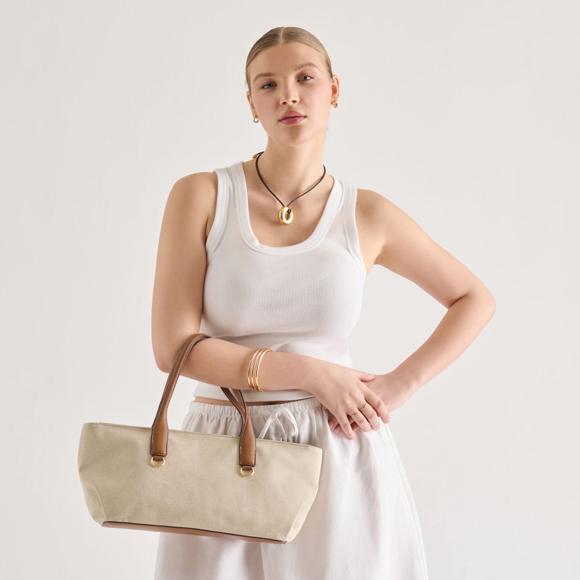 Dolce Vita CLARINA Natural Canvas Shoulder Bag