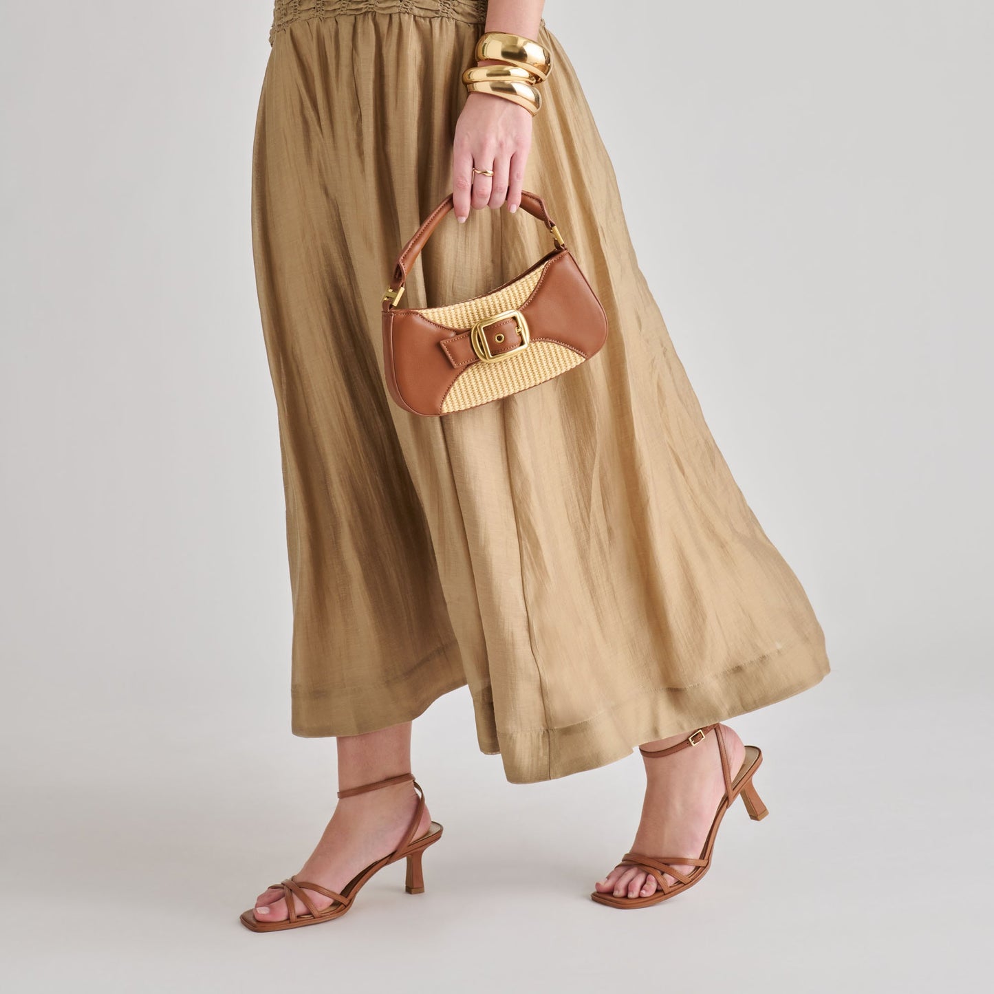 Dolce Vita Nuala Raffia Saddle Stella Handbag