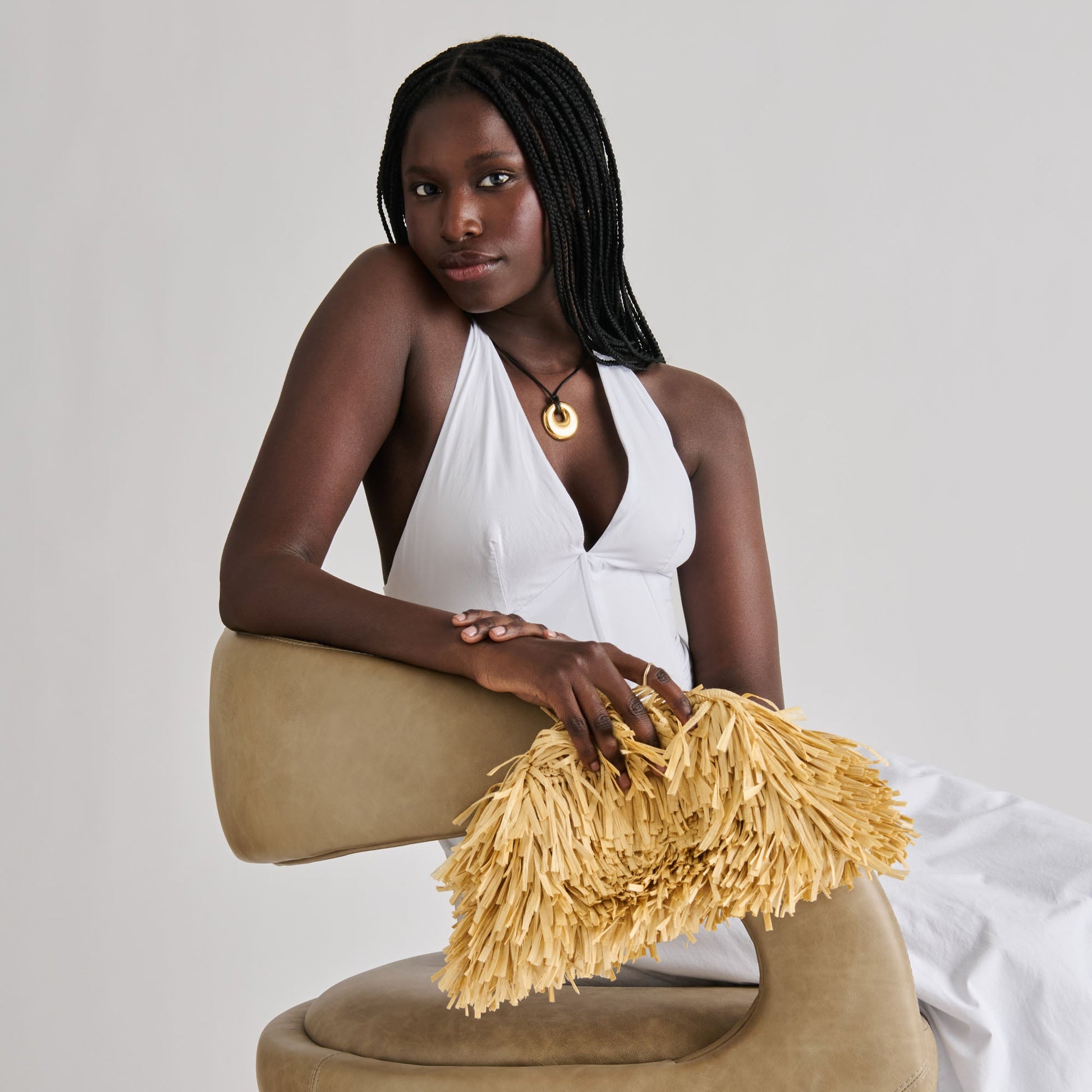 Dolce Vita Serina Natural Raffia Clutch
