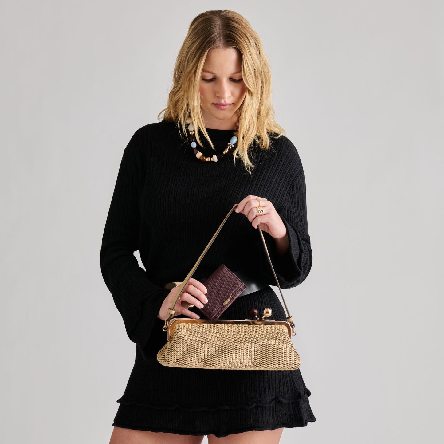 Dolce Vita Ambriaa Natural Raffia Shoulder Bag