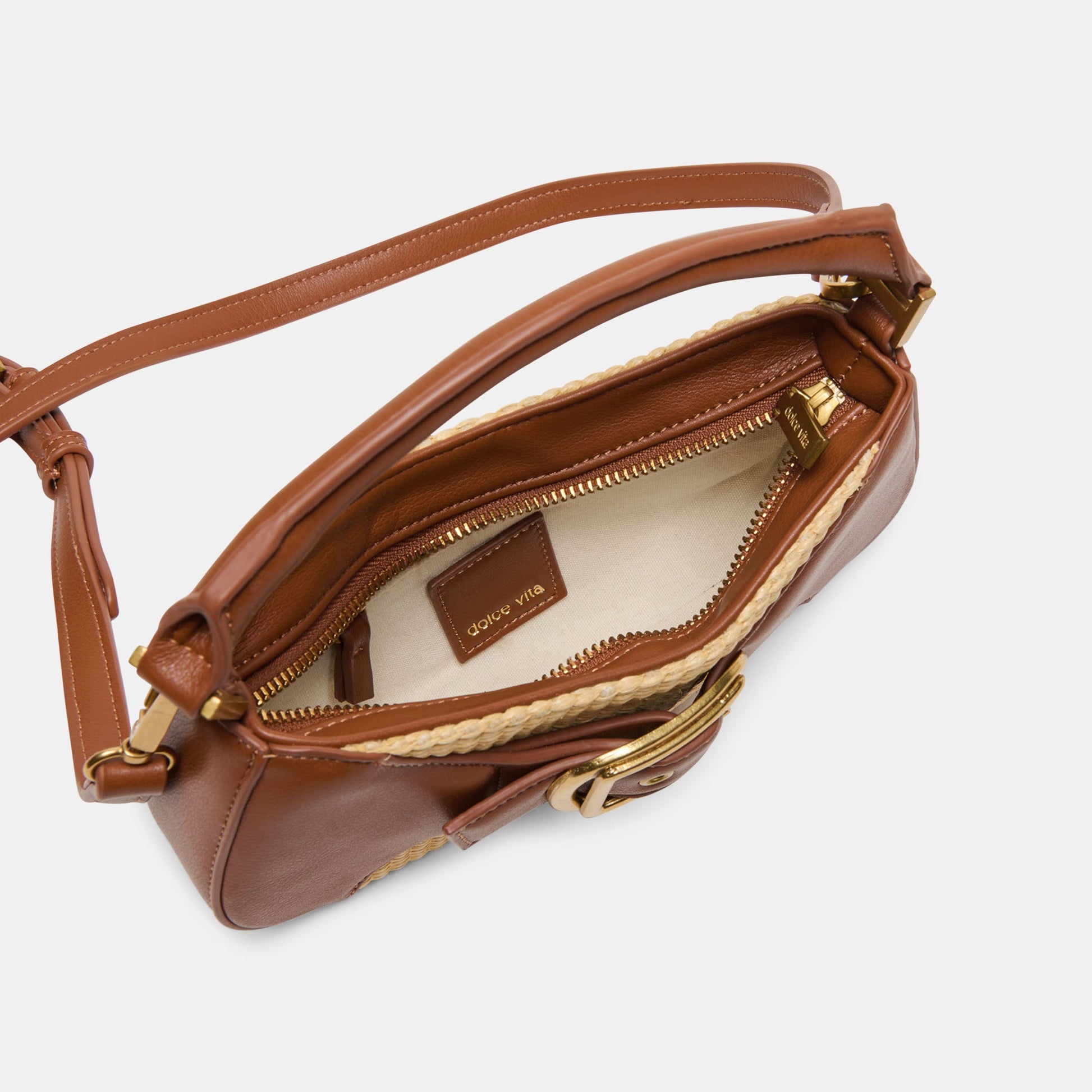 Dolce Vita Nuala Raffia Saddle Stella Handbag