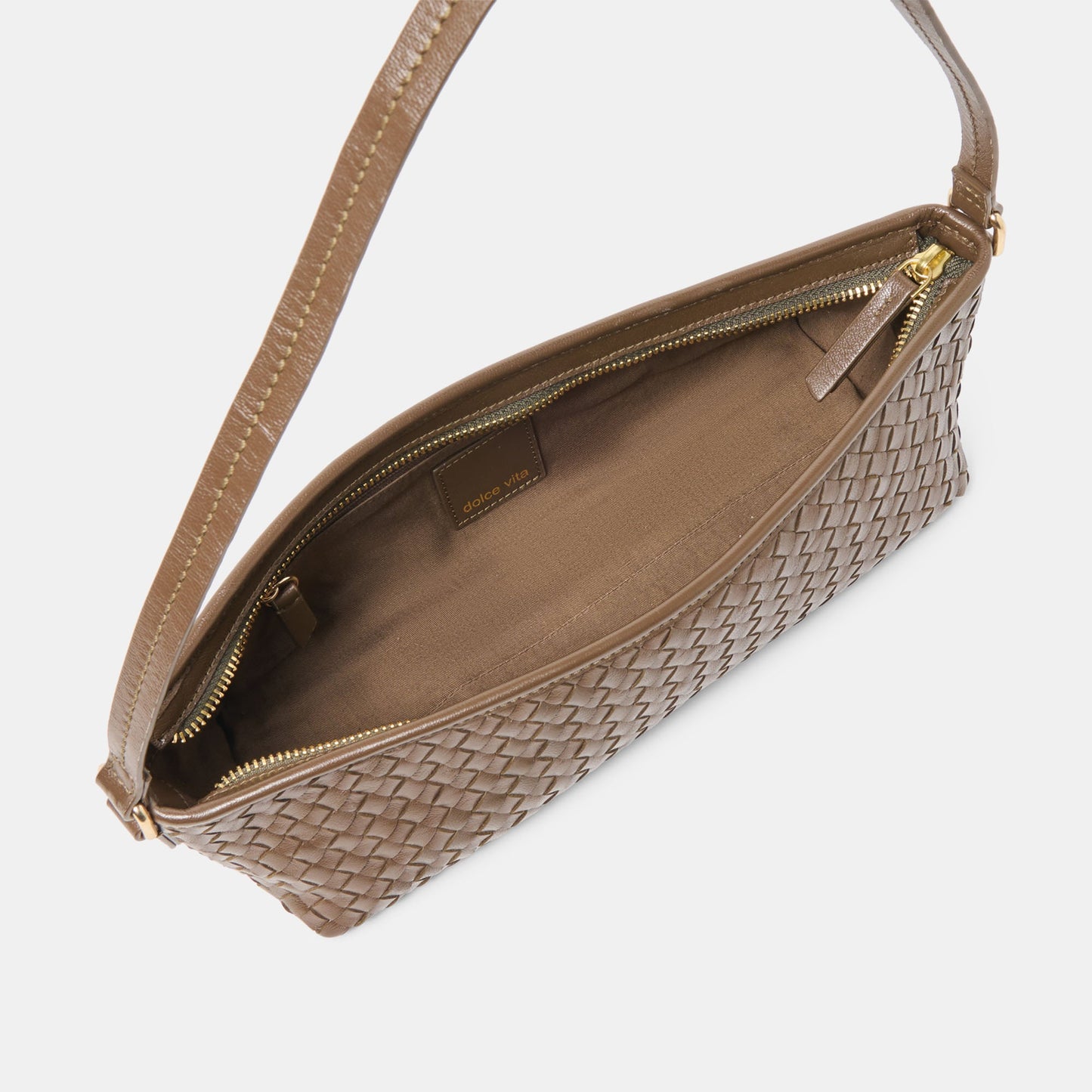 Dolce Vita Savaii Brown Woven Leather Shoulder Bag