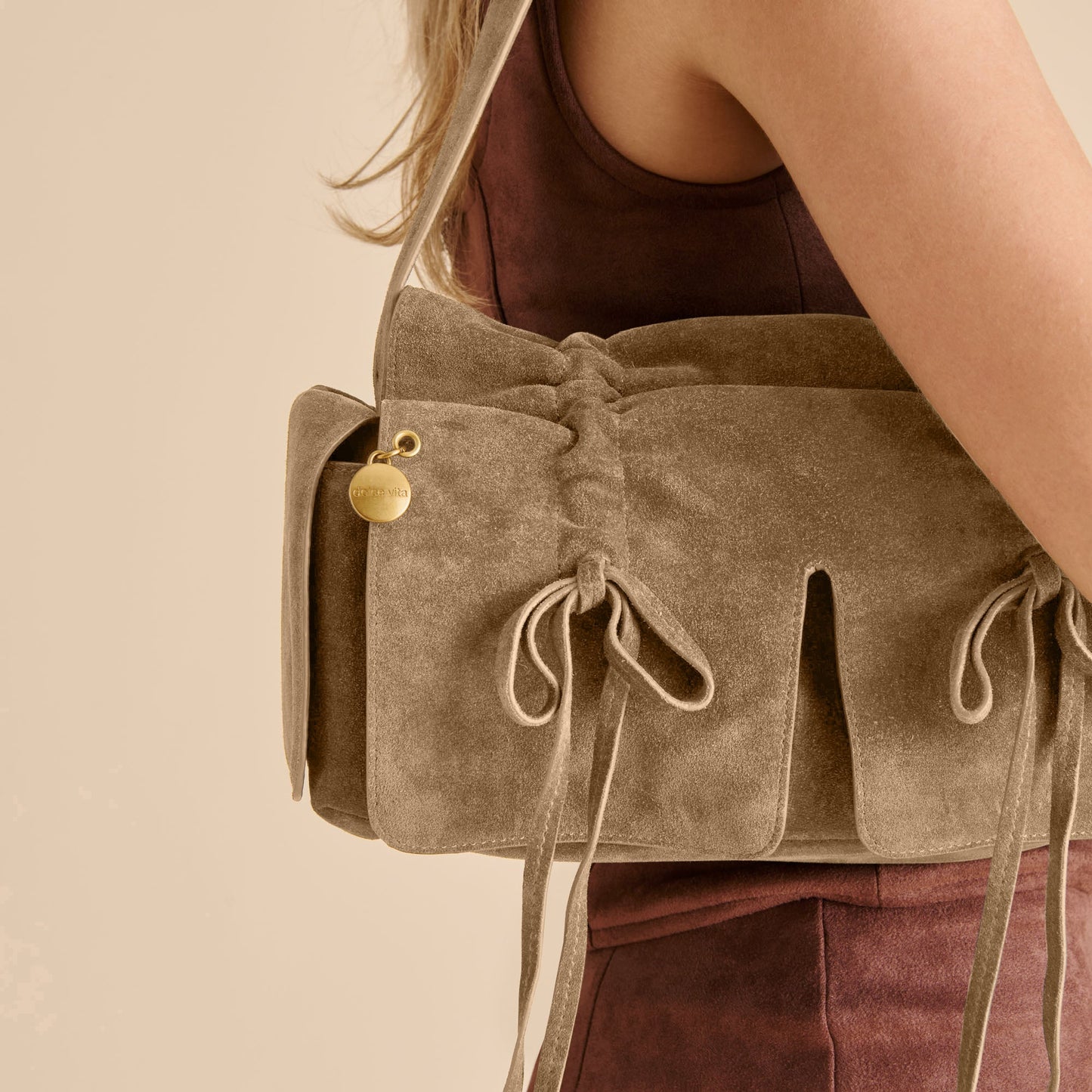 Dolce Vita Hudson Olive Suede Shoulder Bag
