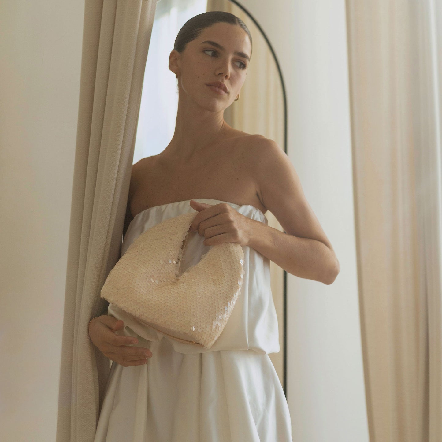 Dolce Vita Dahlia Sequin Ivory Sequin Handbag