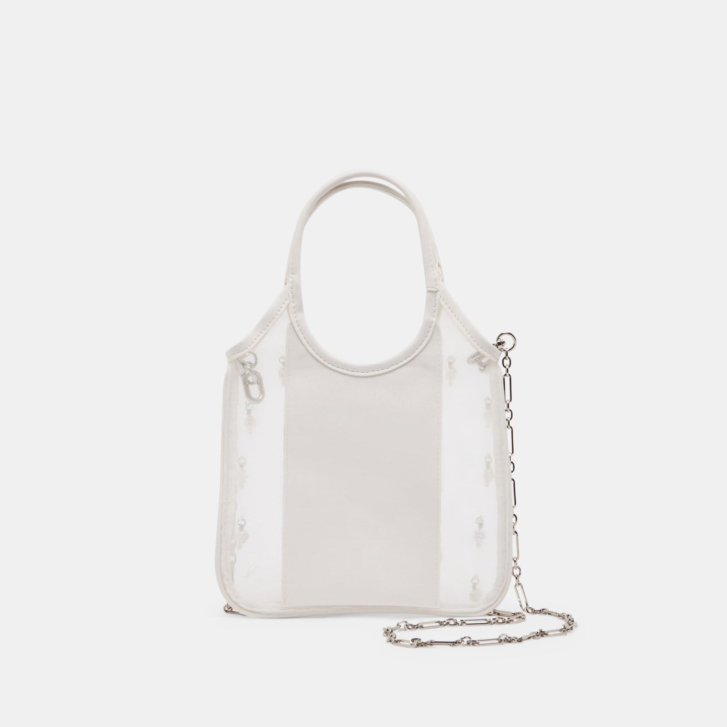 Dolce Vita SYLVENE PEARL White Mesh Removable Crossbody Handbag
