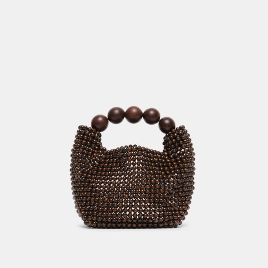 Dolce Vita CLOVER Chocolate Wood Beaded Handbag