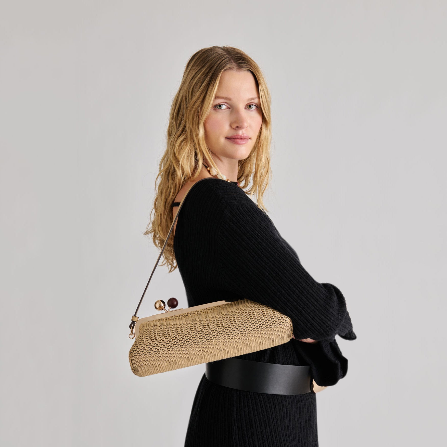 Dolce Vita Ambriaa Natural Raffia Shoulder Bag