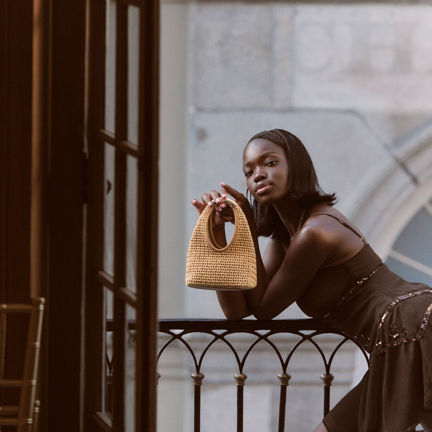 Dolce Vita EVELISE Natural Raffia Mini Handbag