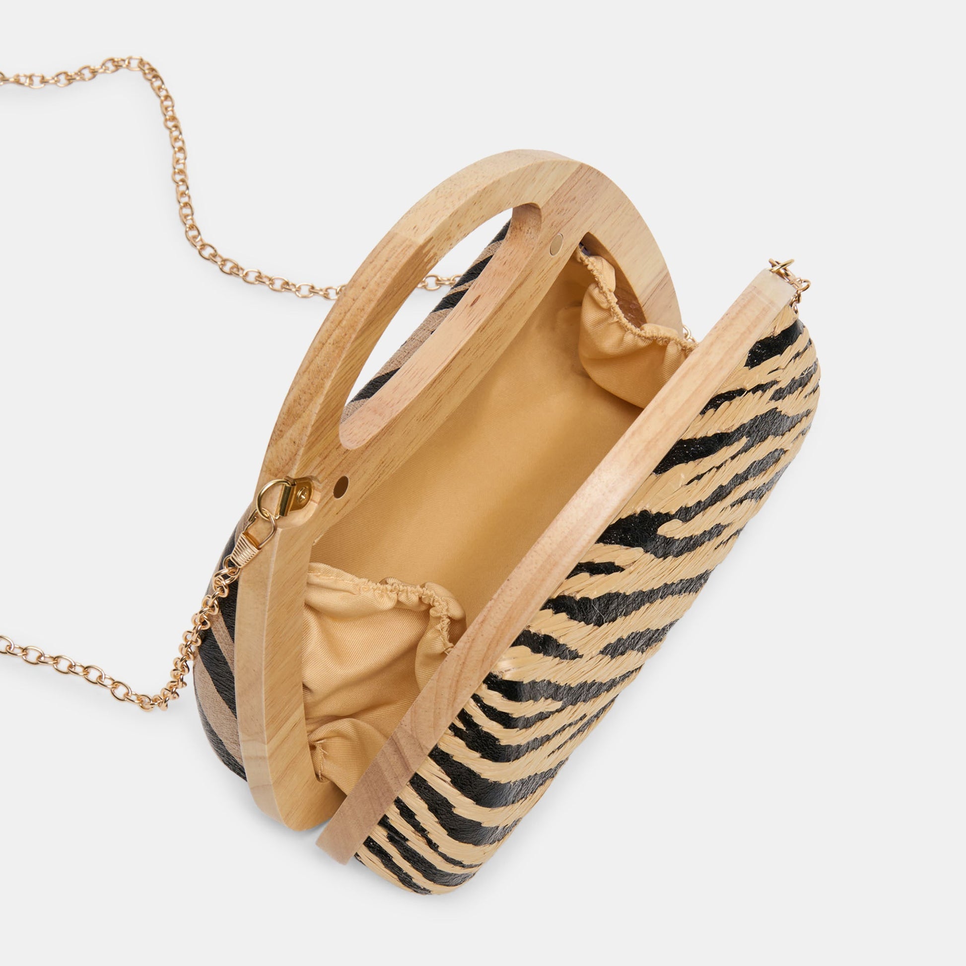 Dolce Vita Maelie Black Natural Zebra Raffia Handbag