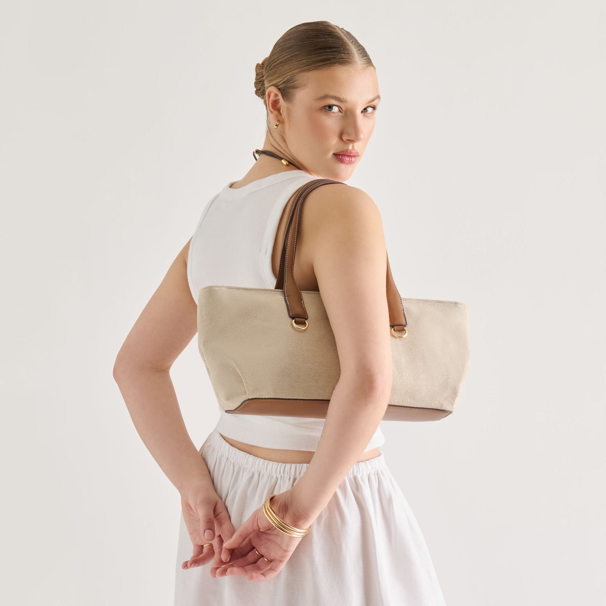 Dolce Vita CLARINA Natural Canvas Shoulder Bag