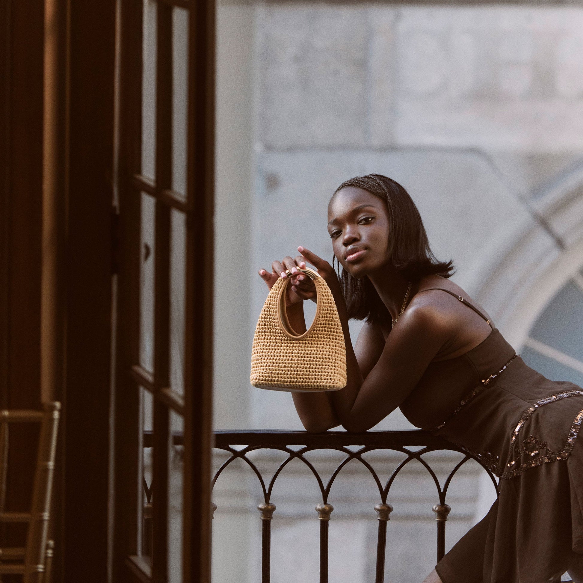 Dolce Vita EVELISE Natural Raffia Mini Handbag