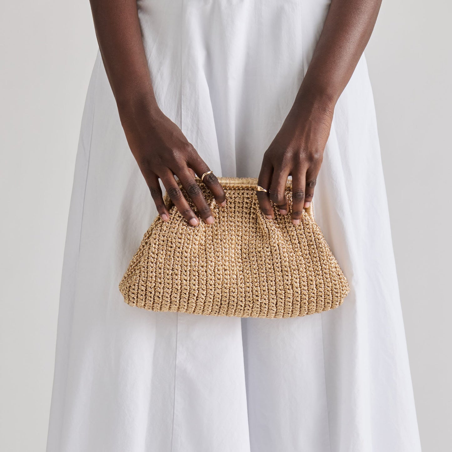 Dolce Vita Ione Gold Crochet Clutch