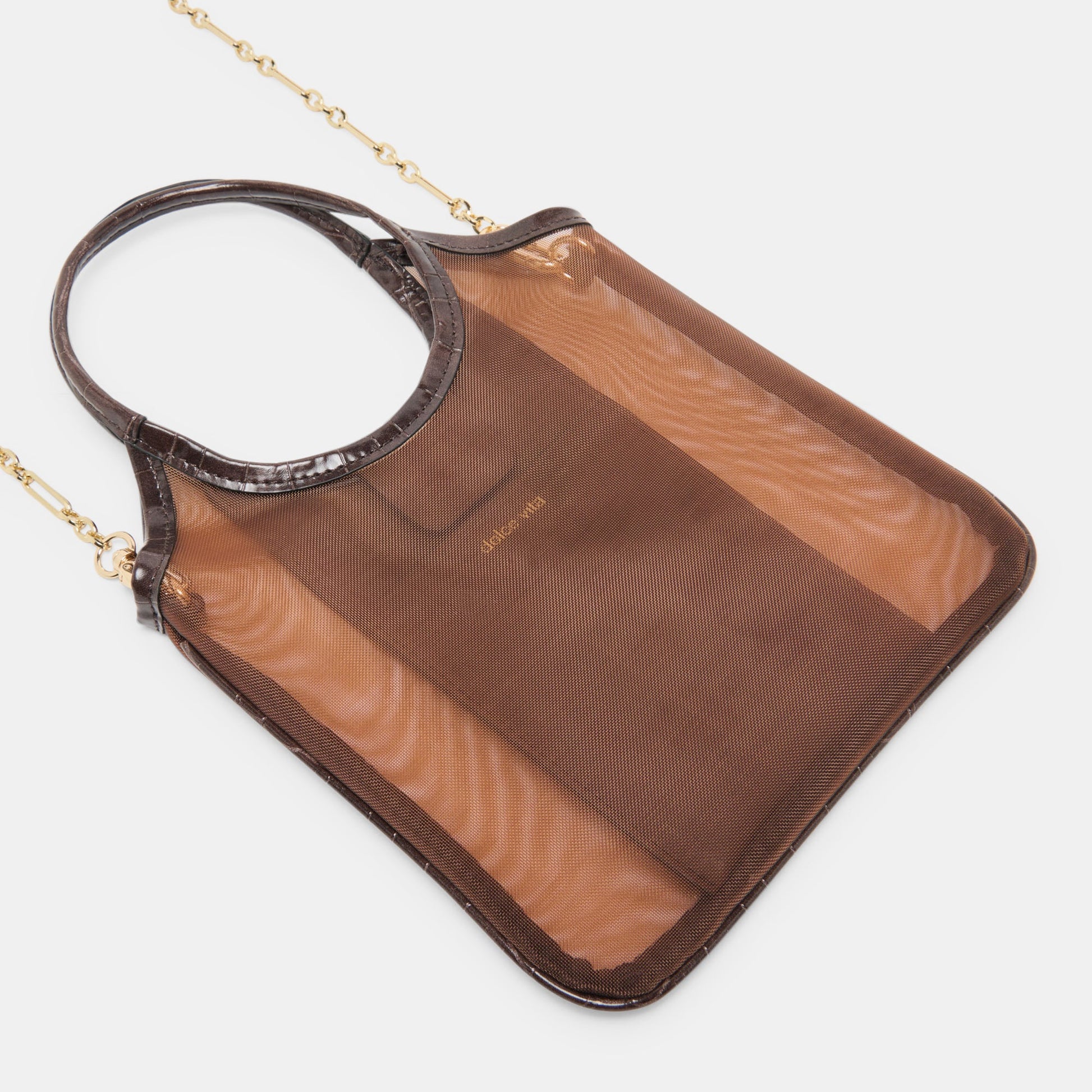 Dolce Vita SYLVENE Chocolate Mesh Removable Crossbody Handbag