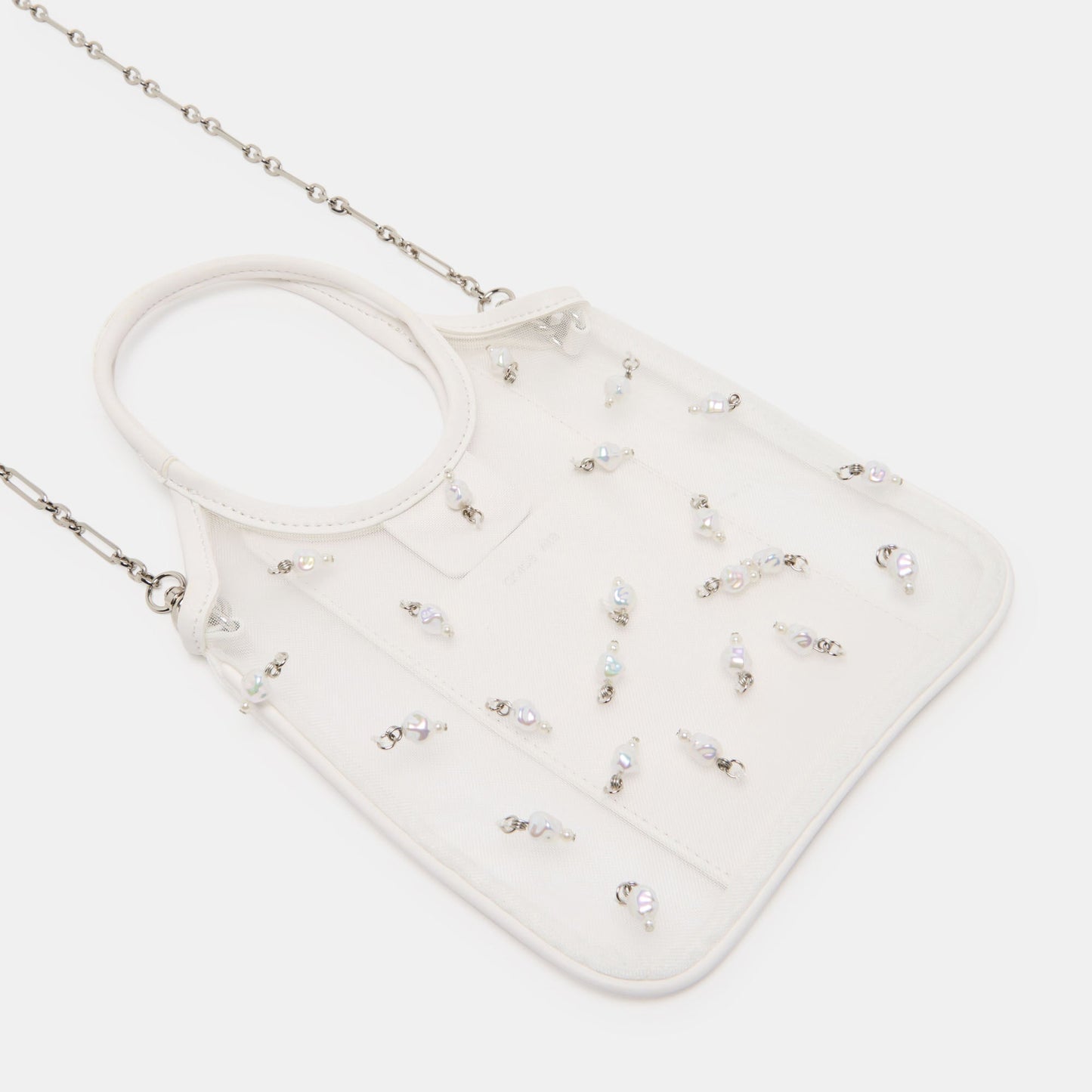 Dolce Vita SYLVENE PEARL White Mesh Removable Crossbody Handbag