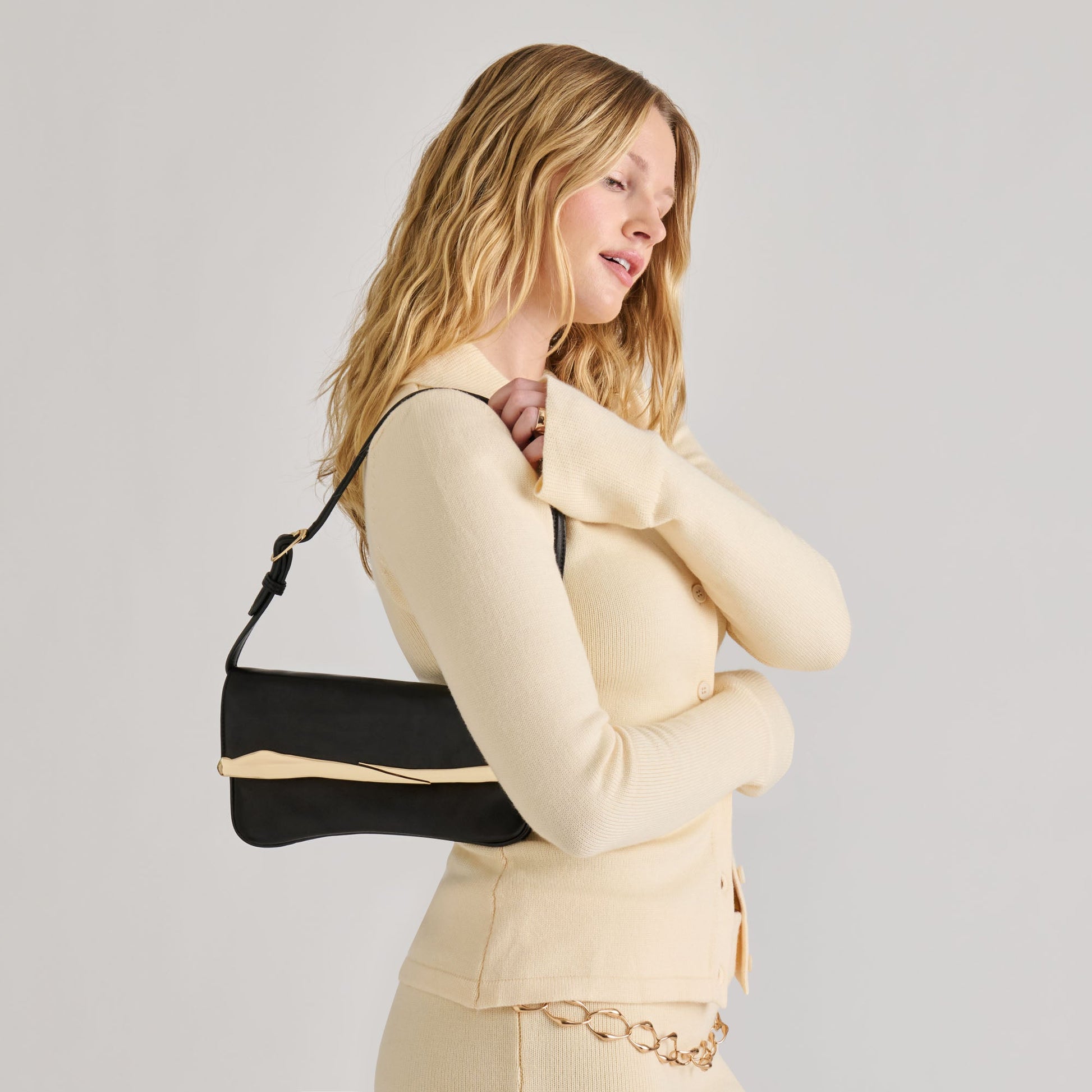 Dolce Vita Azura Black Leather Shoulder Bag