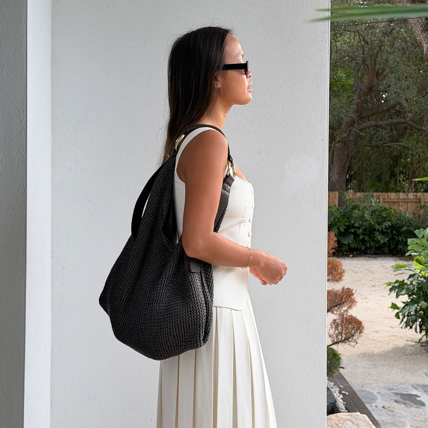 Dolce Vita Miriel Chocolate Raffia Tote