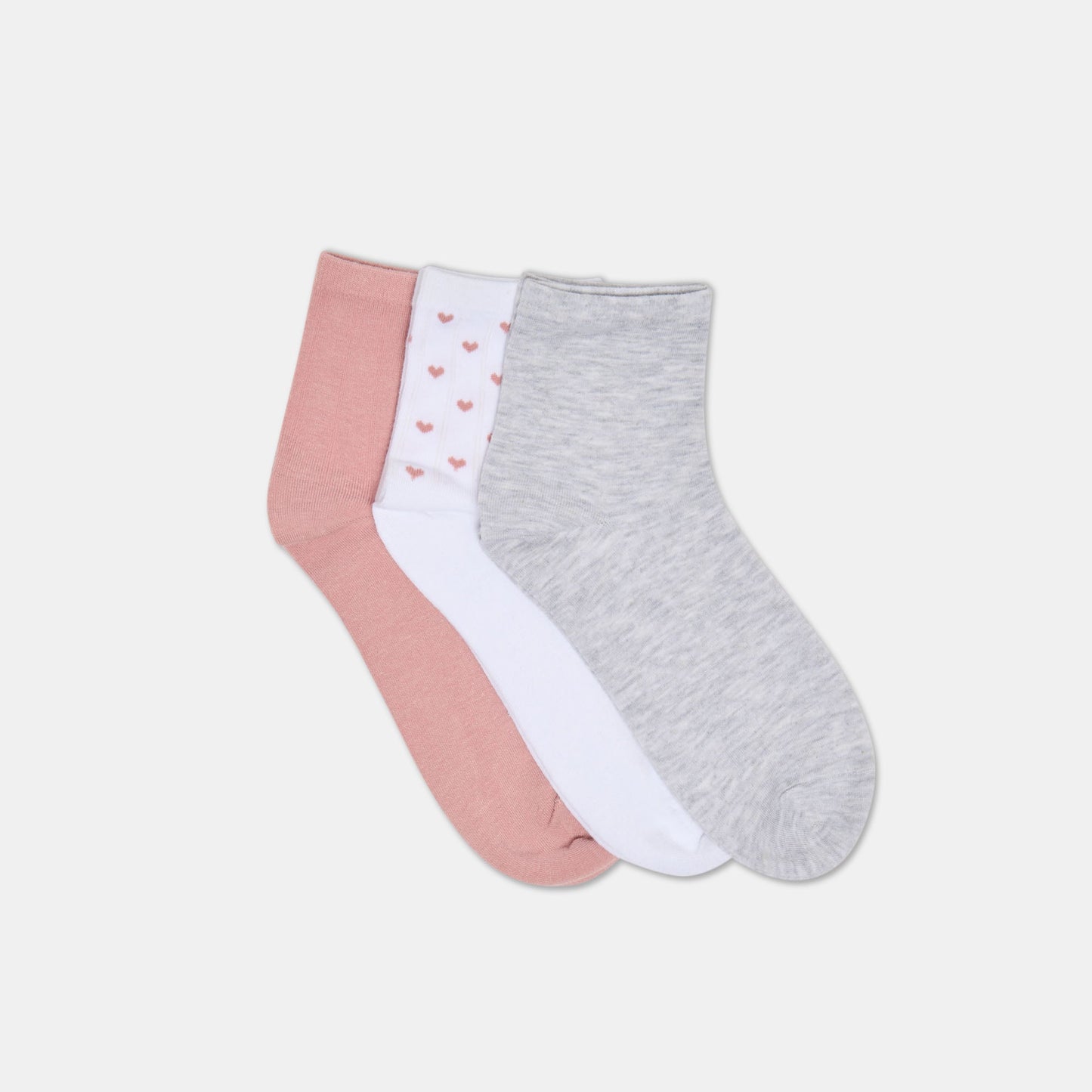 Dolce Vita 3-Pack Sweet Heart White Pink Anklet Socks