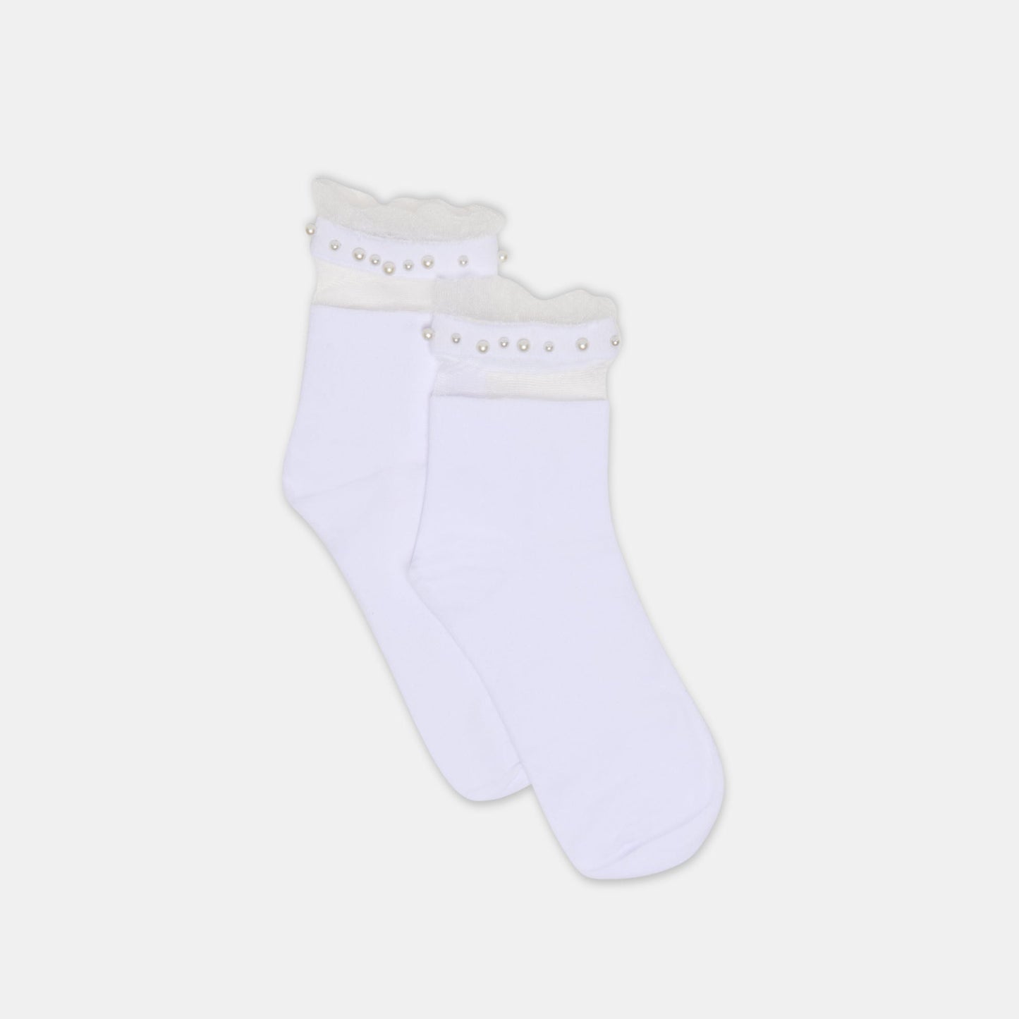 Dolce Vita Sheer Ruffle White Pearl Anklet Socks