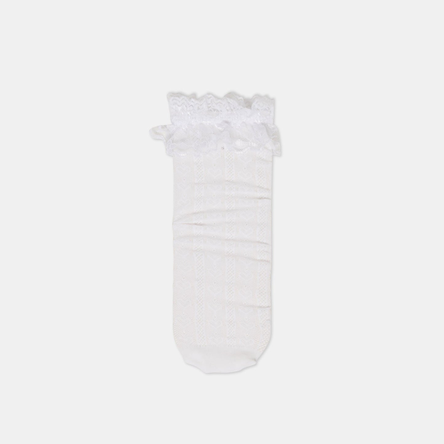 Dolce Vita Lace Ruffle White Crew Socks