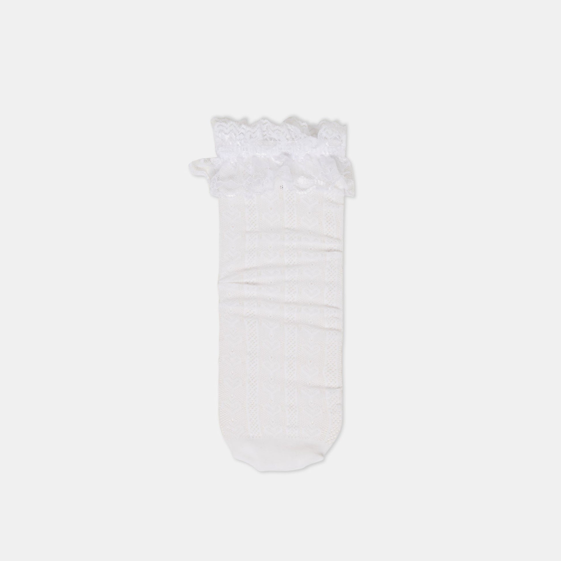 Dolce Vita Lace Ruffle White Crew Socks