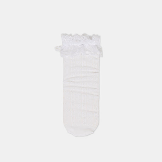 Dolce Vita Lace Ruffle White Crew Socks