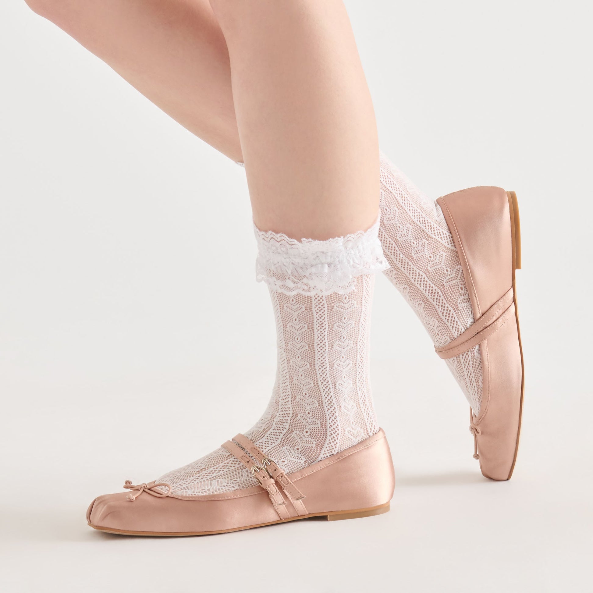 Dolce Vita Lace Ruffle White Crew Socks