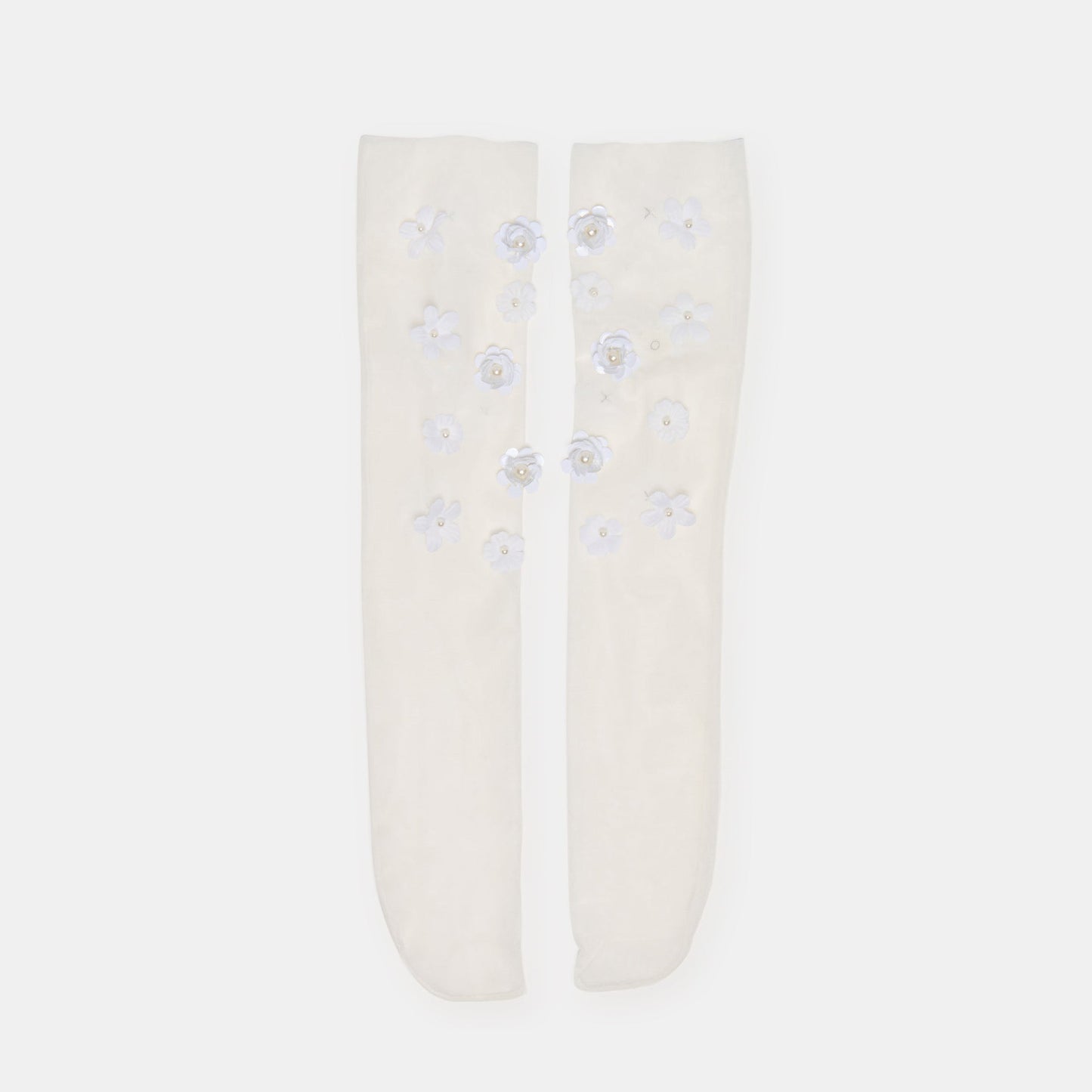 Dolce Vita Floral Chiffon White Slouch Socks