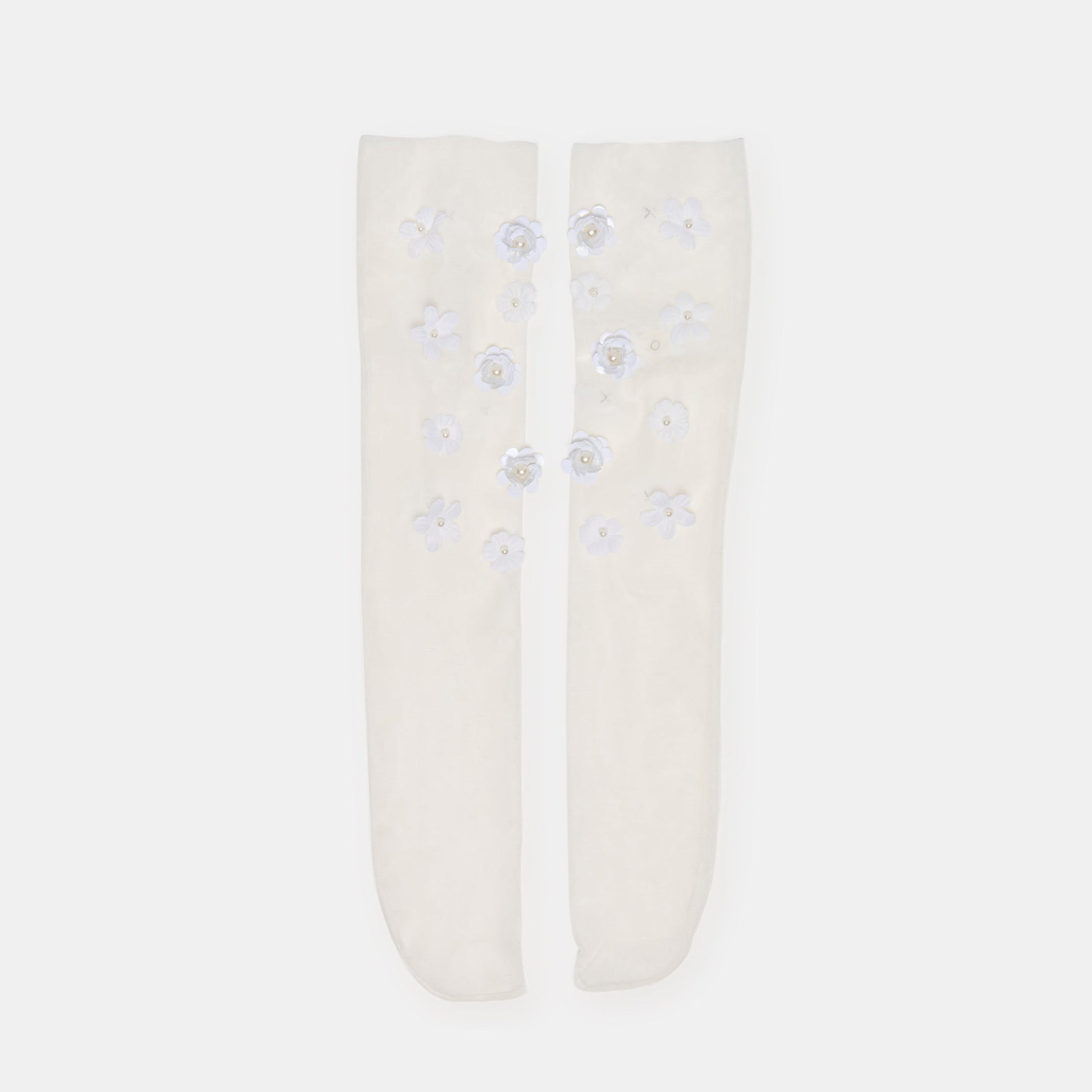 Dolce Vita Floral Chiffon White Slouch Socks