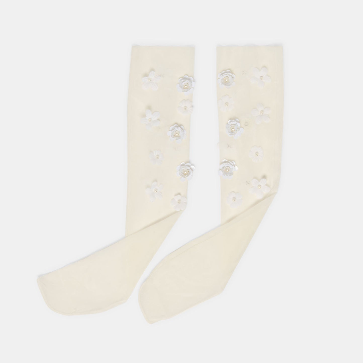 Dolce Vita Floral Chiffon White Slouch Socks