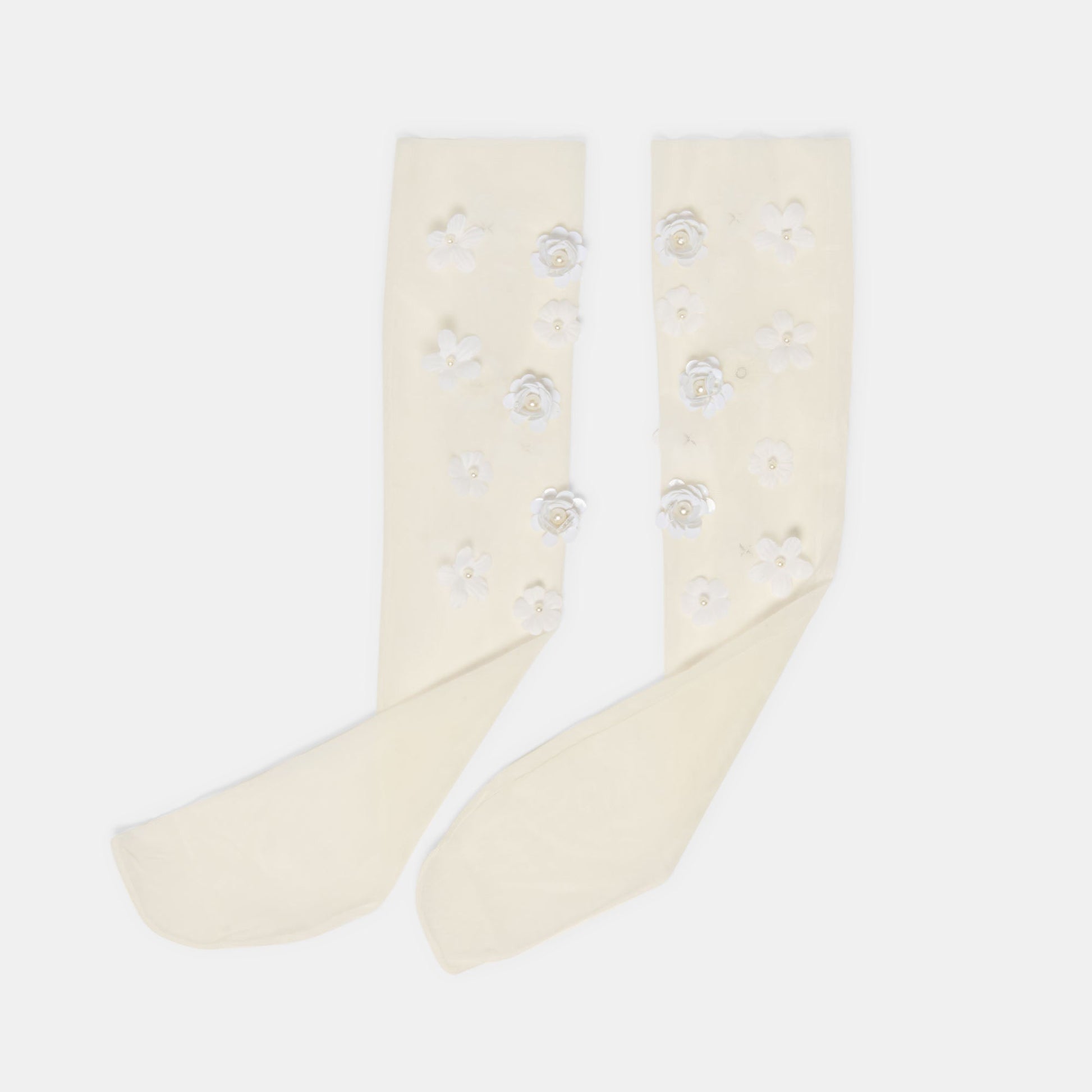 Dolce Vita Floral Chiffon White Slouch Socks