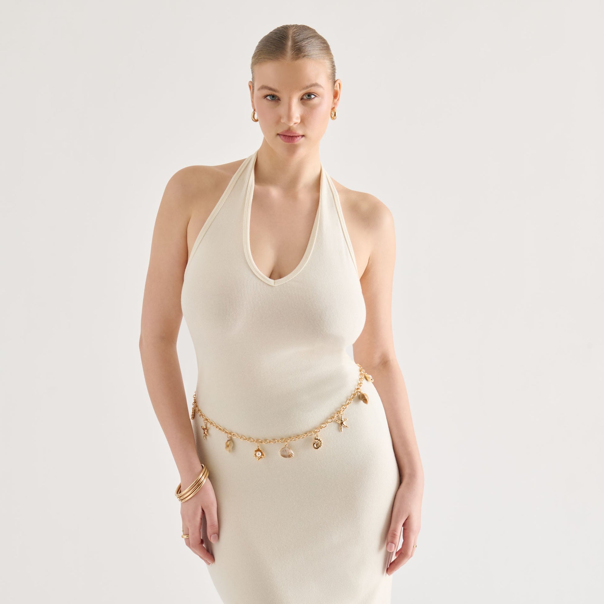 Dolce Vita Shell Gold Chain Link Belt
