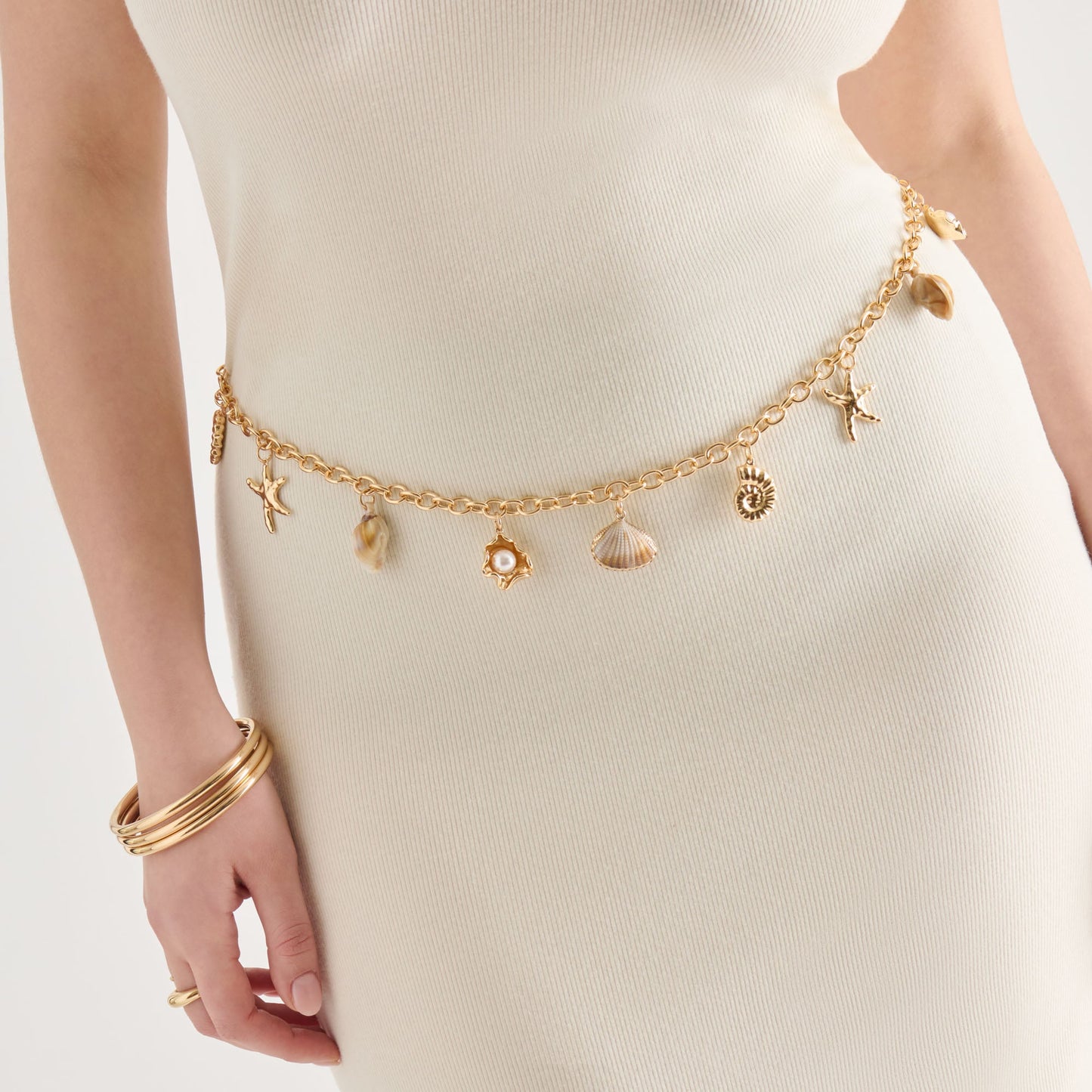Dolce Vita Shell Gold Chain Link Belt