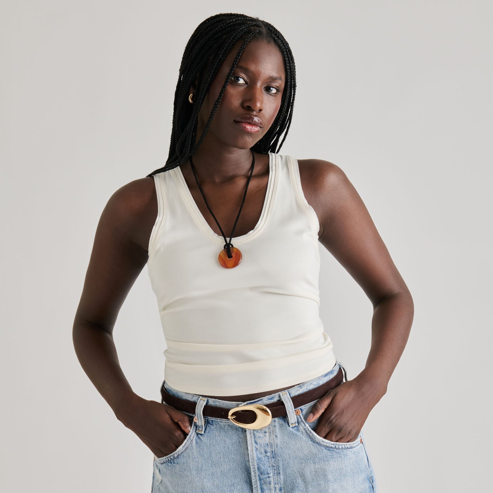 Dolce Vita Organic Oval Mahogany Gold Buckle Belt