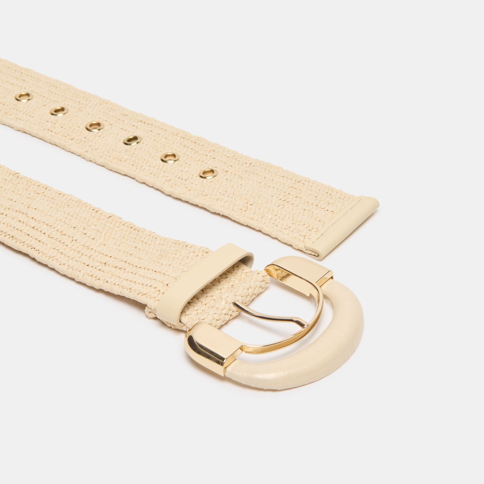 Dolce Vita Raffia Oversized Buckle Natural Raffia Belt