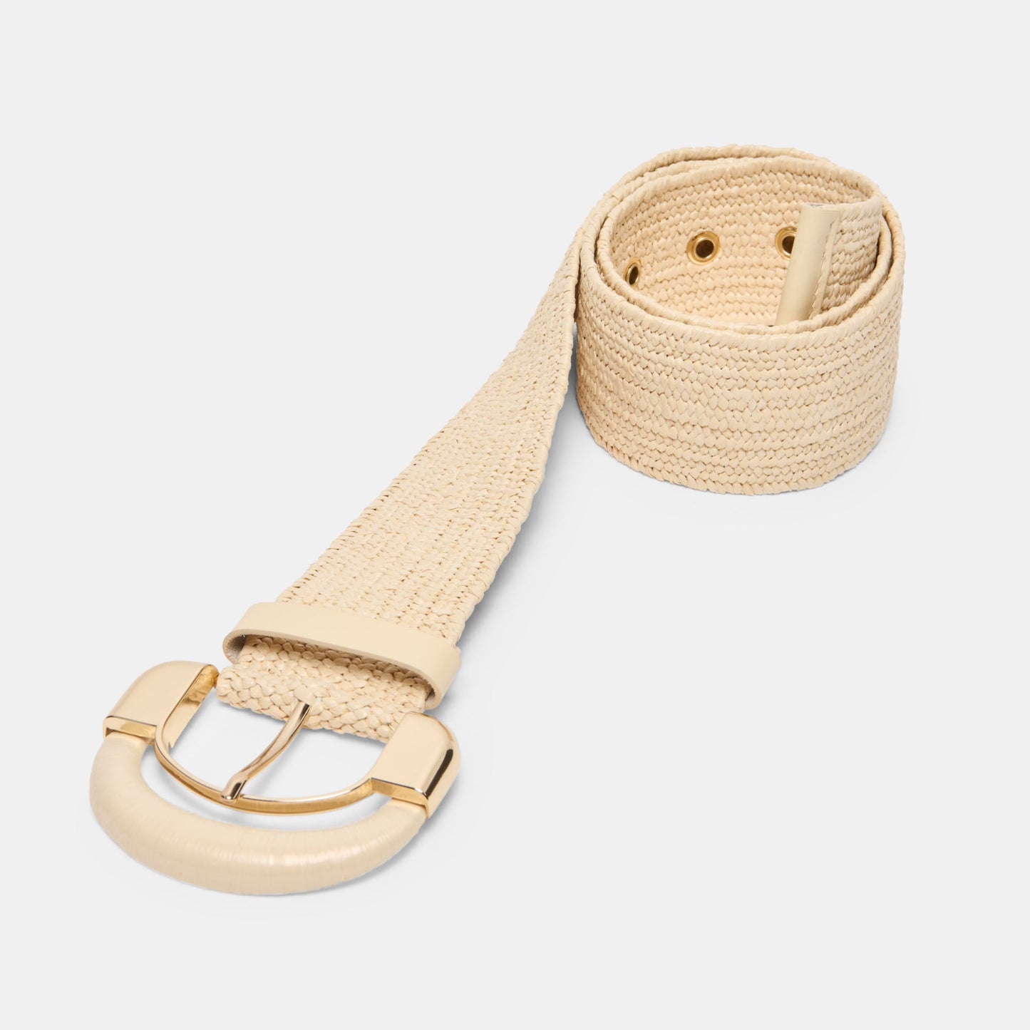 Dolce Vita Raffia Oversized Buckle Natural Raffia Belt