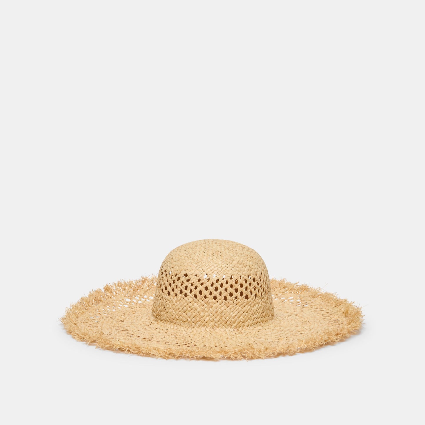 Dolce Vita Open Weave Tan Sunhat with Frayed Edge