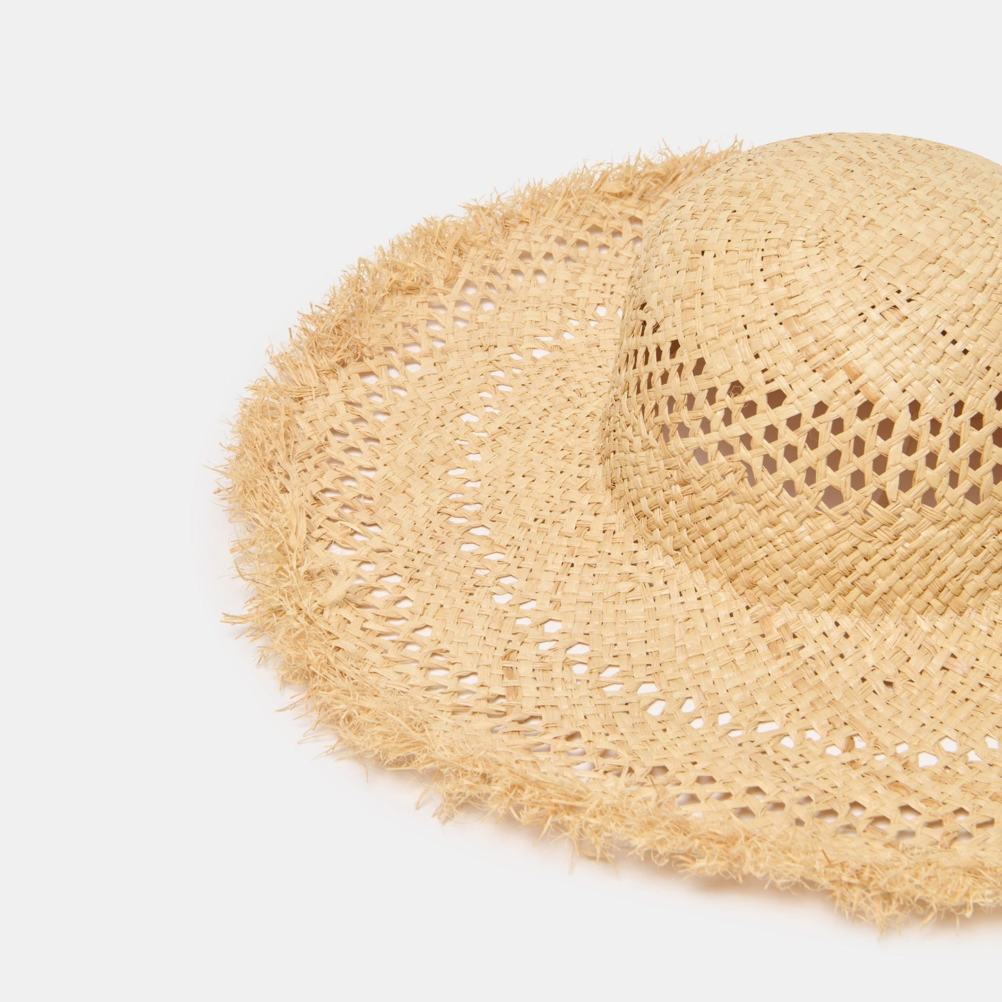 Dolce Vita Open Weave Tan Sunhat with Frayed Edge