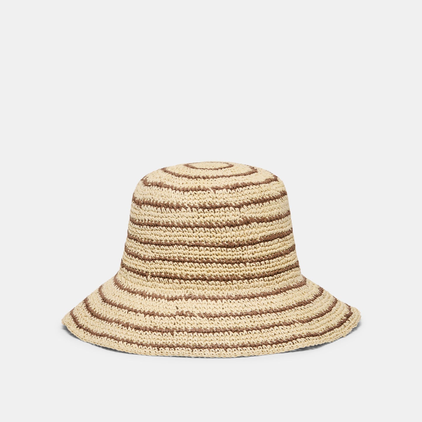 Dolce Vita Striped Brown Natural Straw Cloche