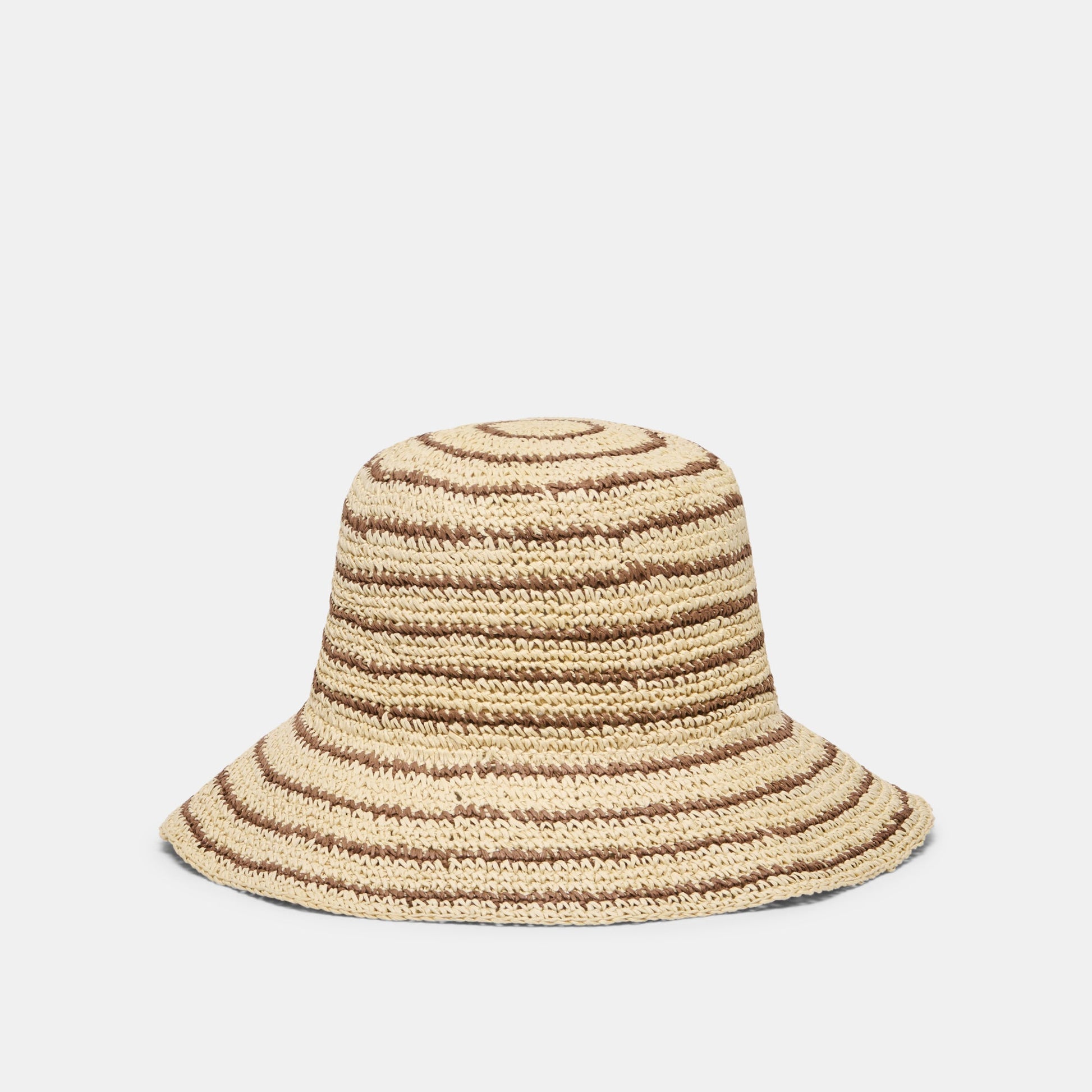 Dolce Vita Striped Brown Natural Straw Cloche