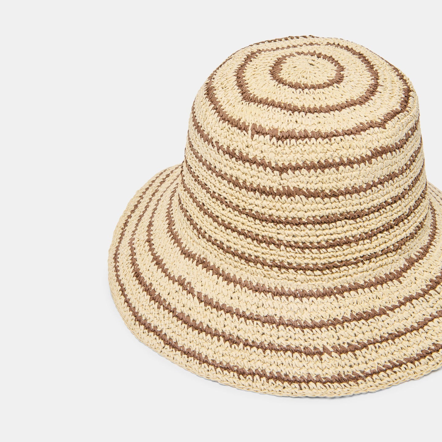 Dolce Vita Striped Brown Natural Straw Cloche